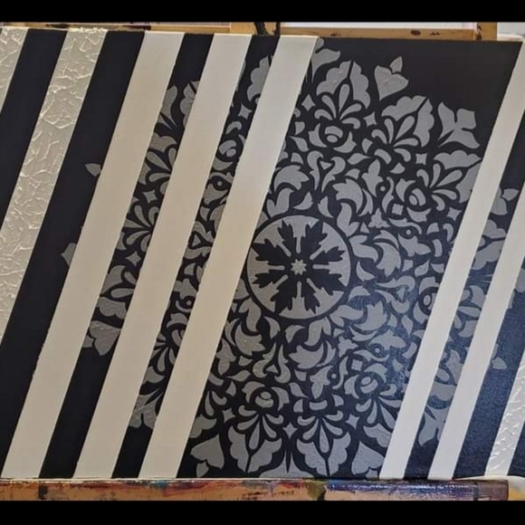 HANDCRAFTED Artwork HANDPAINTED Painting Abstract Mandela Art 18x36 Canvas Decor - Picture 3 of 9